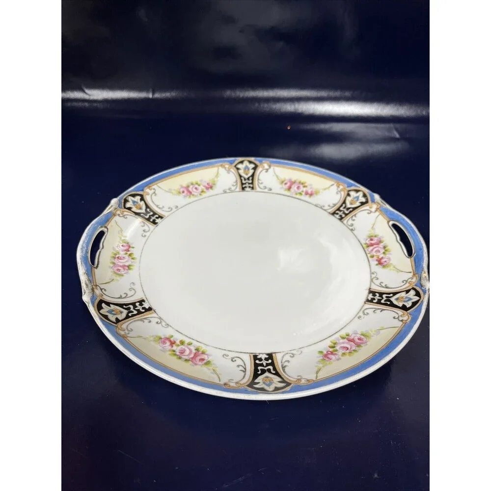 Vintage‎ Noritake Handpainted M Mark Floral Candy Dish 9.5” Made in Japan -T6
